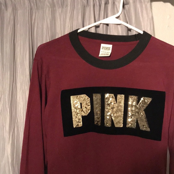 VS Pink maroon gold sequin tee - Picture 1 of 5